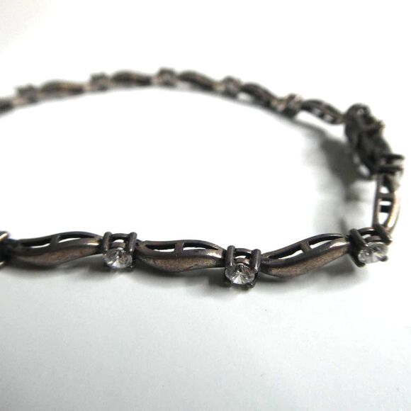 Sterling Silver 925 Diamonique Bracelet Rhinestones Faux Diamonds Box Clasp - Picture 2 of 7